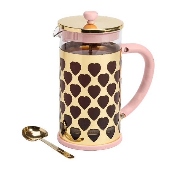 New Paris Hilton French Press Coffee Maker with Heart Shaped Scoop 34 Ounce Pink - Picture 8 of 10